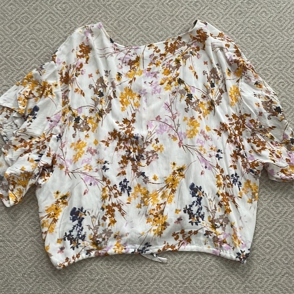 LAST CALL ABOUND Floral Tie Front Crop Top Ivory XXL - Picture 6 of 6